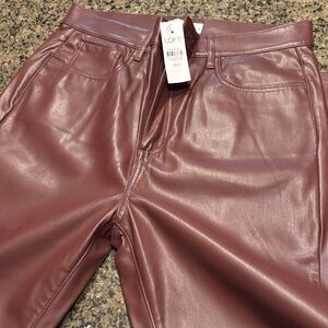 LOFT Brown Faux Leather Pants